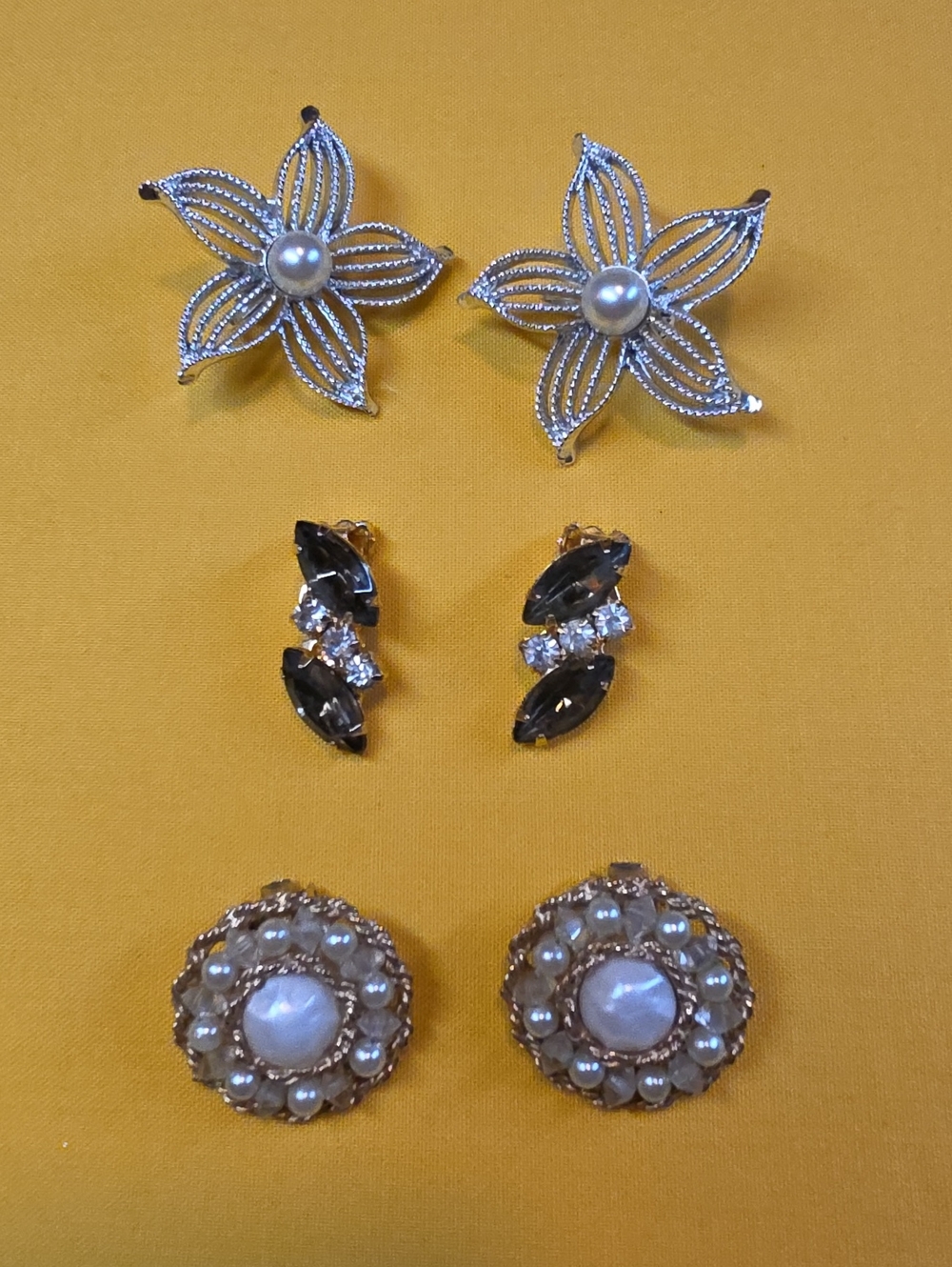 Vintage Clip On Earring Lot of 3 ▪︎ 1 Pair Signed Sarah Coventry ▪︎ LOVELY!